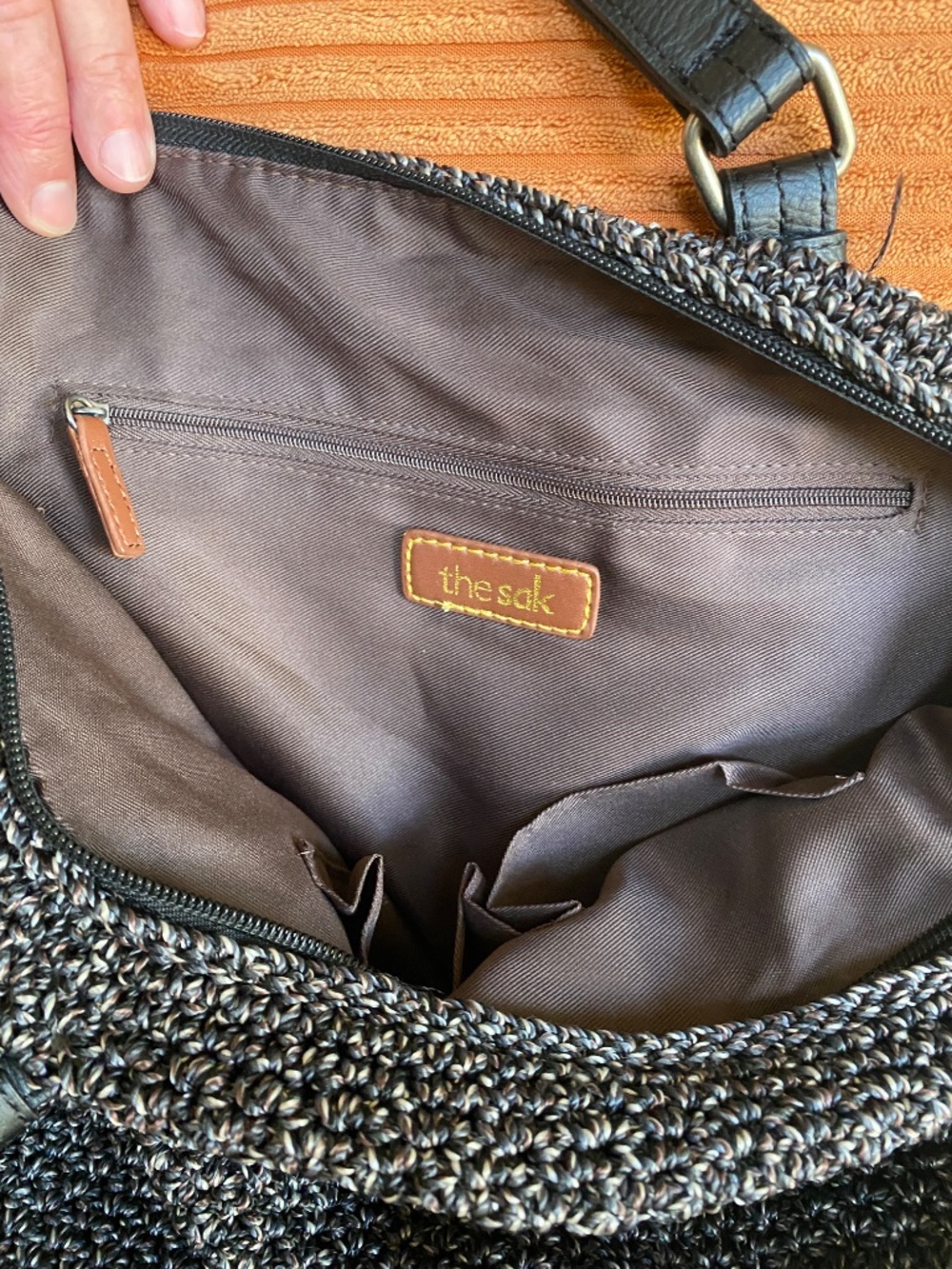 The Sak Sequoia Crochet Hobo Bag - Urban Static Black & Gray - Picture 2 of 3